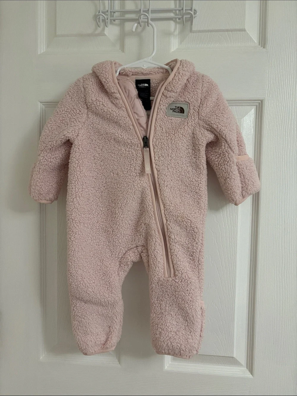 The North Face Baby Hooded Sherpa One-Piece in Pale Pink